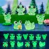Schattige Lichtgevende Kikker Figuurtjes Hars Dieren Ornament Voor Auto Bureau Decoratie