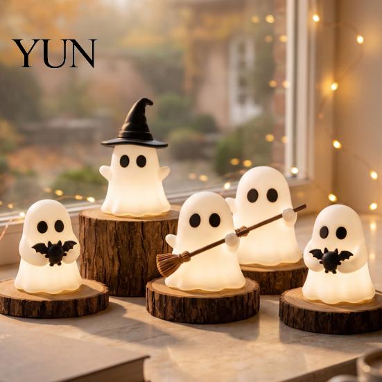 Themed Baking Decorations Halloween Luminous Mini Ghost Figurines, Glow In The Dark Cute Figurine Miniature Statue for Micro Landscape, Tiered