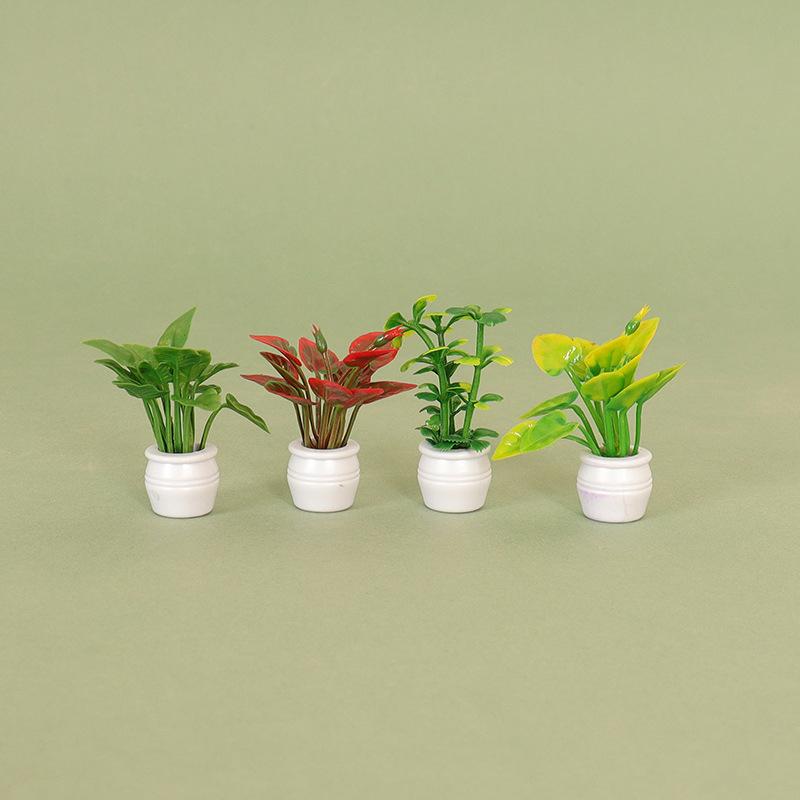1Pc Doll House Mini Plant Model Mini Green Plant Potted Outdoor Landscape Flower Bed