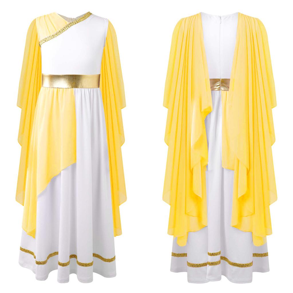 Kids Greek Costume Girls Roman Dress Ancient Greece Toga Gown Rome Halloween Princess Cosplay Carnival Fancy Dress Up