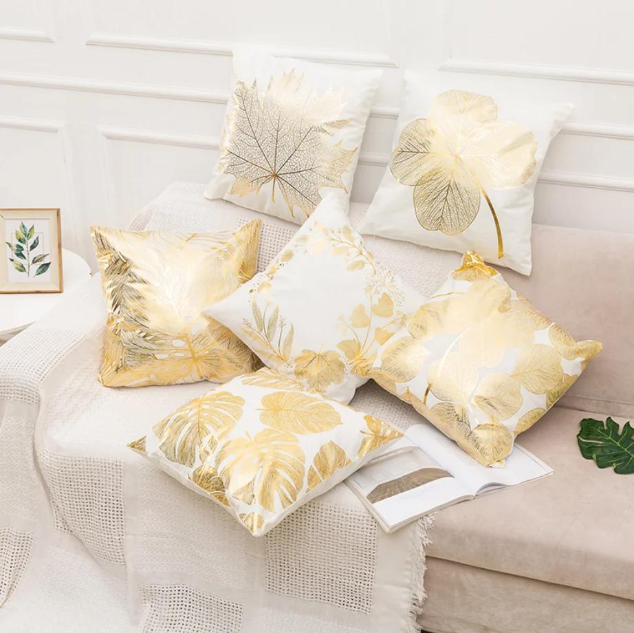 Luxury Black Gold Damask Cushion Cover Bronzing Peach Skin Pillowcase Geometric Throw Pillow For Sofa Living Room Home Decor