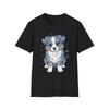 Cute Dog Aussie Watercolor Kawaii Black Tee Graphic Animal T-Shirt