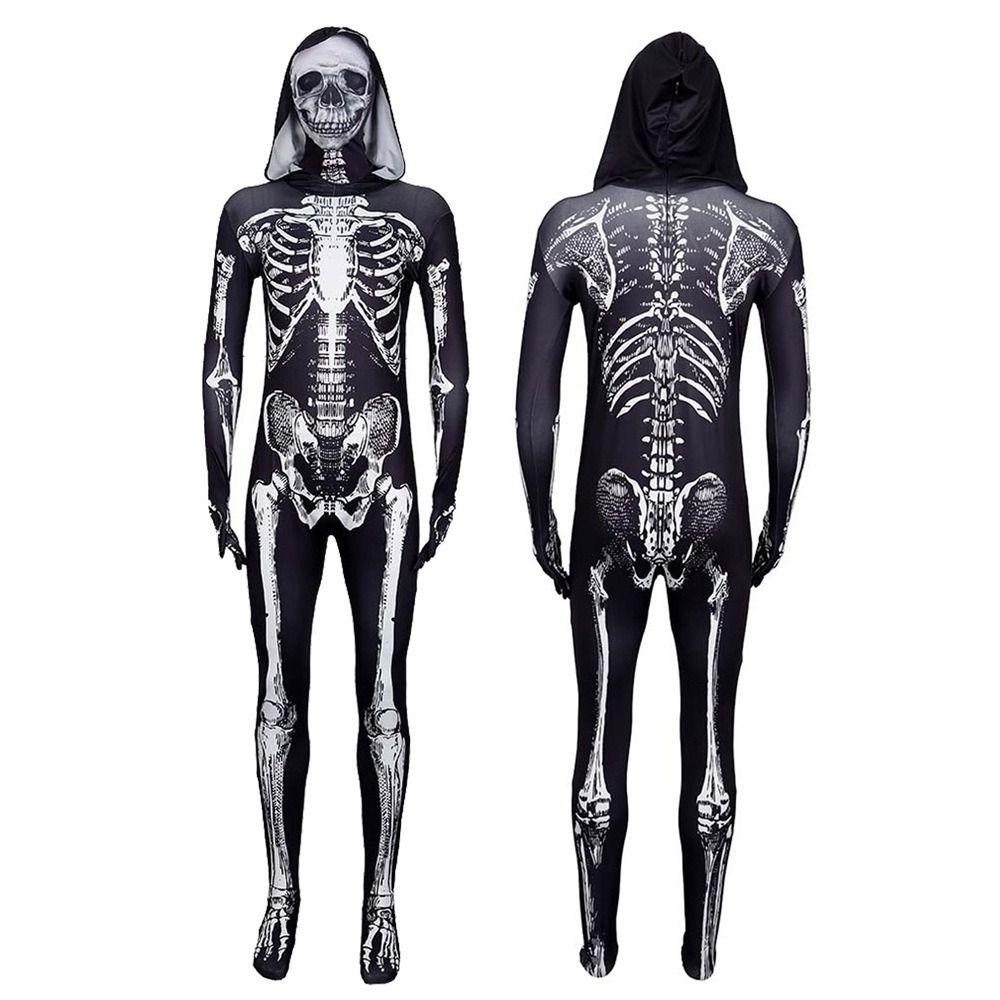 Separate Headgear Skeleton Costume Elastic Cosplay Clothing Props Skull Bodysuits Halloween