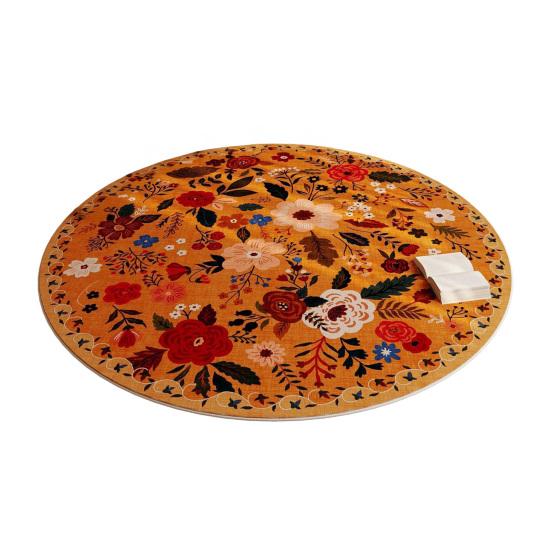 Covor Floral Absorbant Uscare Rapidă Rotund Pluș Floral Covoraș de Podea Lavabil Antiderapant Decorare Covor Living Dormitor Baie