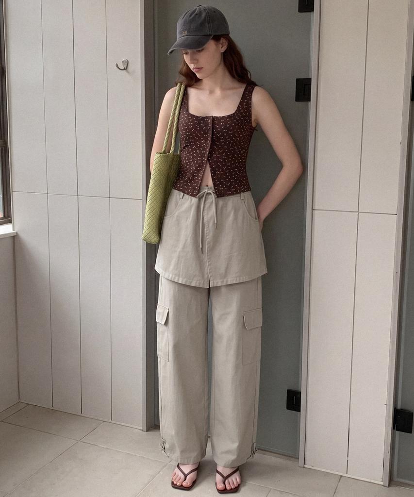 Seutaetigbeullum 2Way Layered Wrap Cargo Wide Pants (Dark Gray)