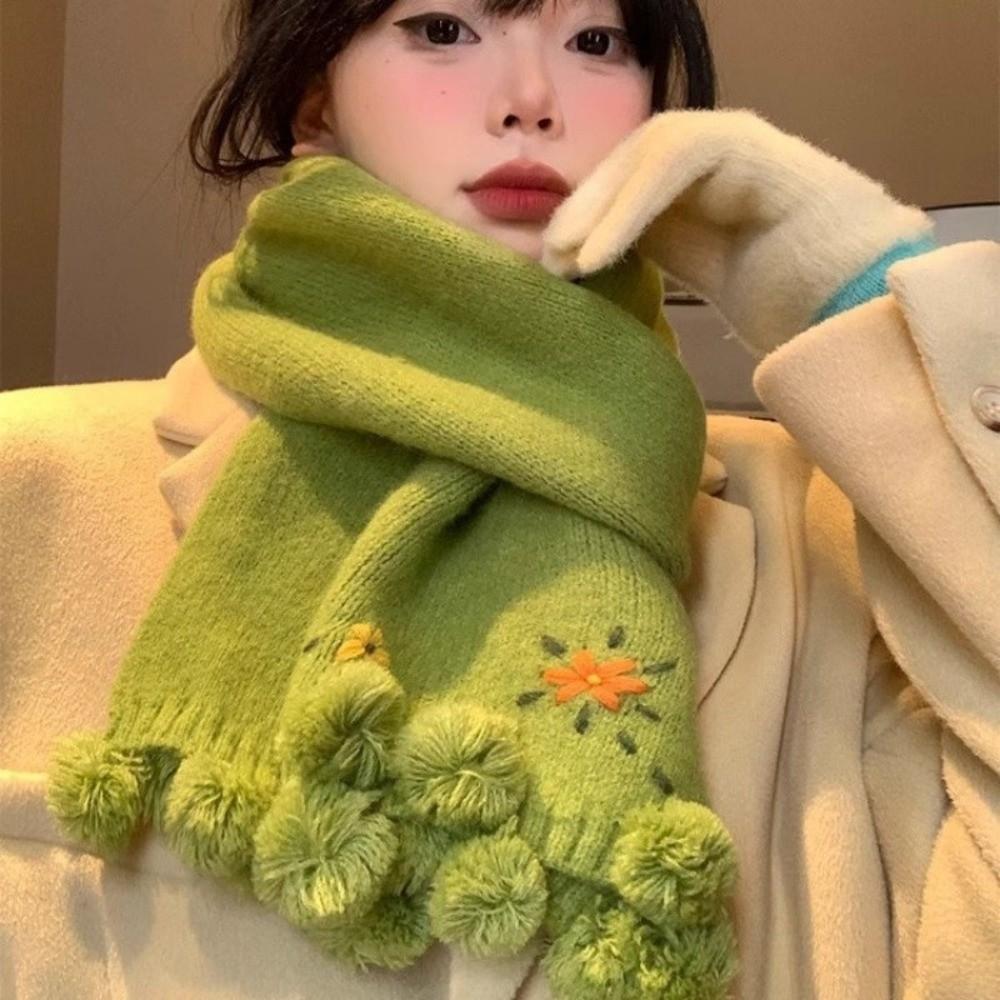 Polyester Winter Knitted Scarf 180cm x 12cm Thick Warm Neck Warmer  For Women