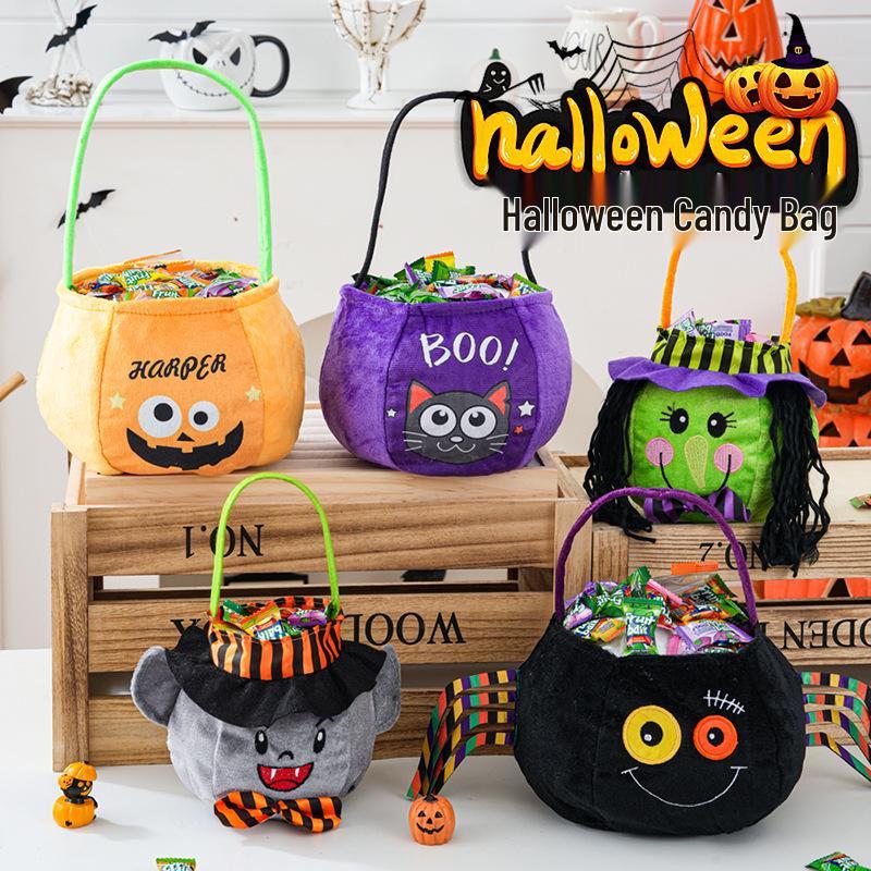 Kürbis-Laterne Süßigkeitenbeutel für Trick-or-Treat Kinder - Halloween Handheld Dekoration und Kleines Geschenk Requisite