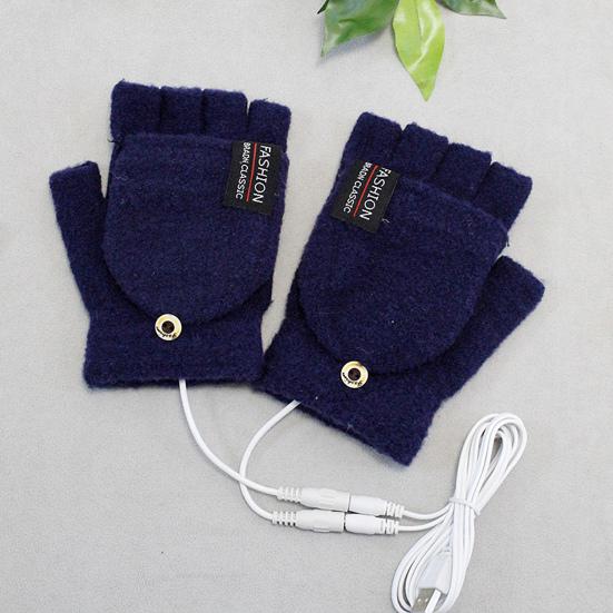 1 Paar beheizte Winterhandschuhe, USB-Aufladung, doppelseitige Heizung, waschbar, dick gestrickt, fingerlos, hohe Elastizität, Büro-Tipphandschuhe für Studenten