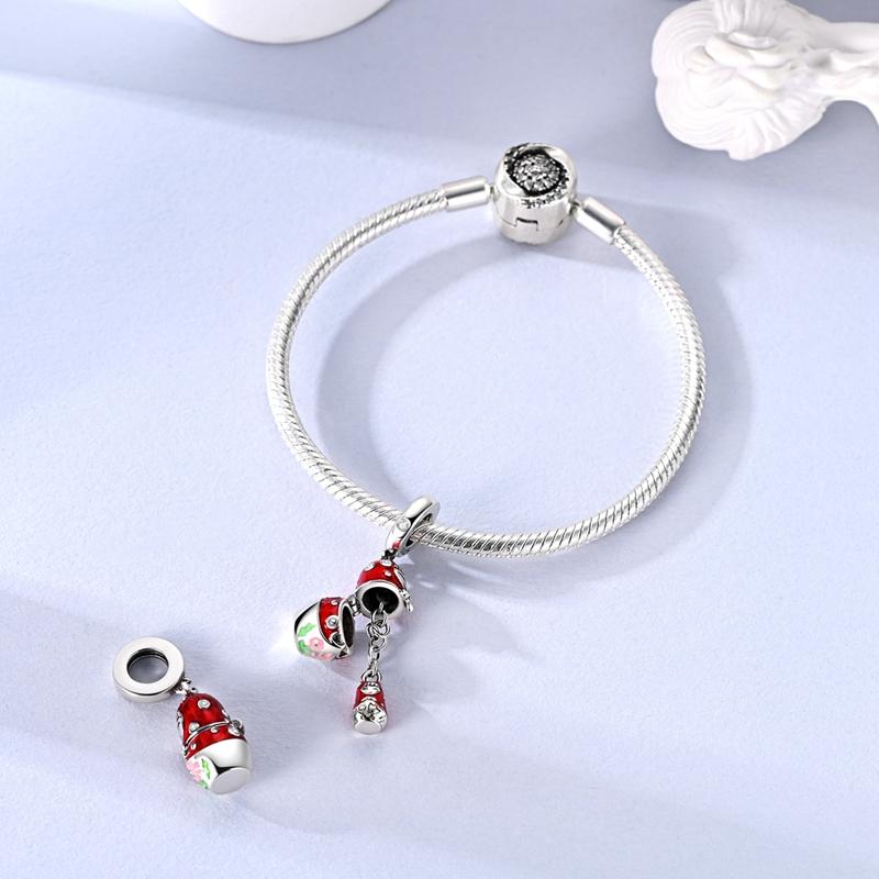 Original Charms Beads Copper Red Open Russian Nesting Dolls Pendants For Woman Diy Jewelry For Bracelet Accessories