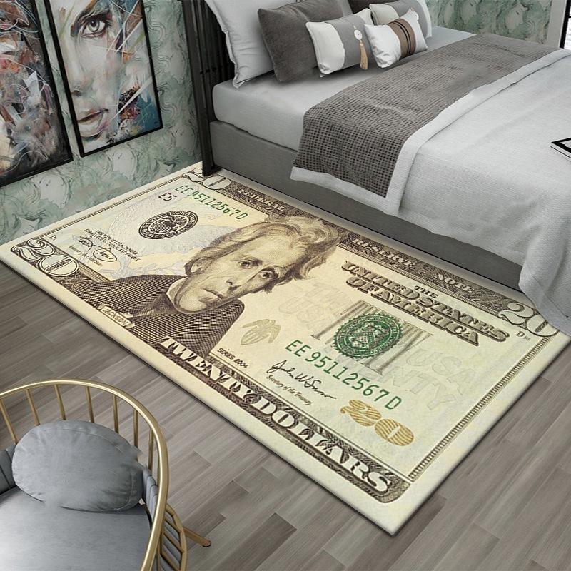 Rubel-US-Dollar Nachttischdecke, Schmutzabweisende und Verschleißfeste Längsstreifen Bodenmatte, Kühlende Fußmatte für das Schlafzimmer