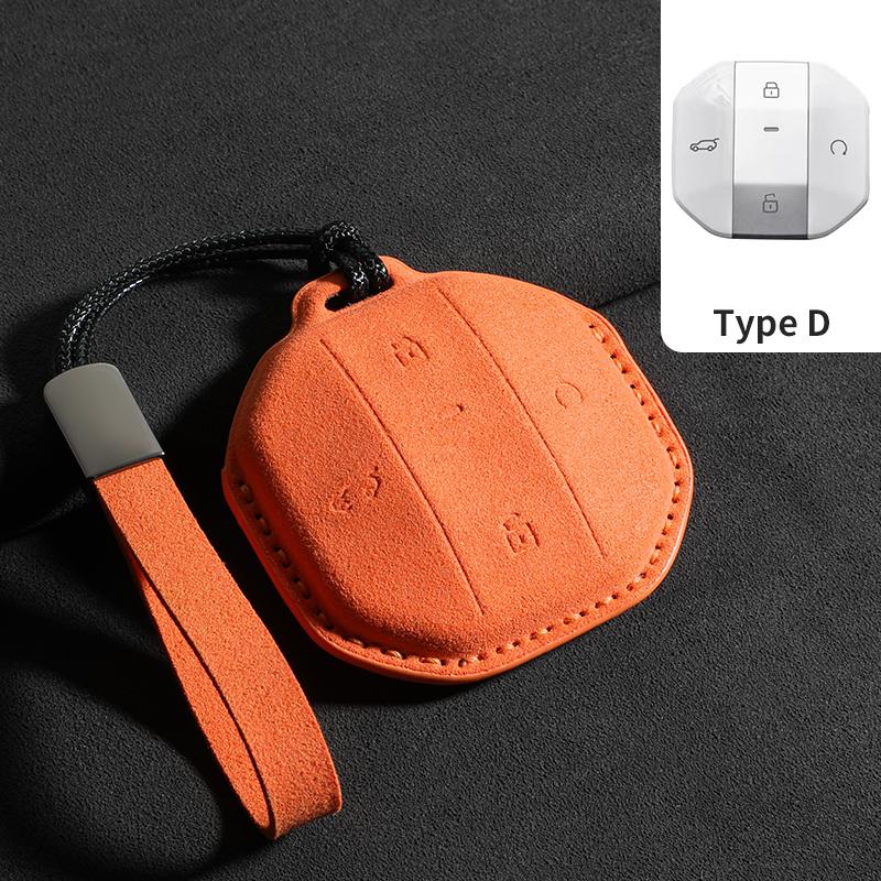 Suede Fabric Auto Key Fob Cover Fit For Jetour Freer Freedom T2 Freer Traveller T1 + Smart Case Housing Key Ring Remote Auto Accessories