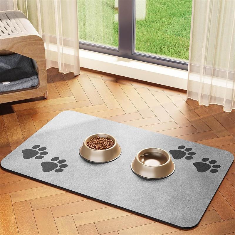 Haustier-Futtermatte - Saugfähige Haustier-Platzmatte mit Gummirückseite Schnell trocknende Wassermatte für Hund Katze Für Futter- und Wassernapf Mit Wasserdicht