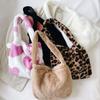 Fashion Women Cow Print Plush Mini Shoulder Bag Winter Faux Fur Underarm Tote Leopard Zebra Pattern Small Purse