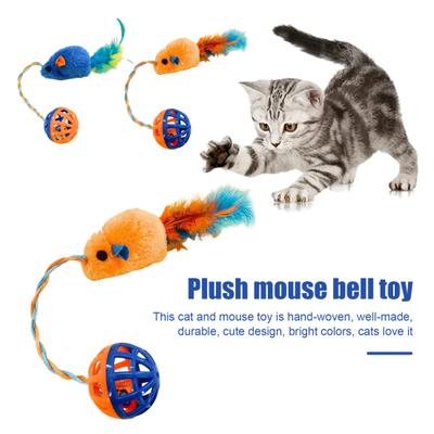Interactive Cat Mouse Toy with Bells Simulation Plush Mouse Cat Chew Toy Fuzzy Cat Mice Bell Toy for Indoor Cats