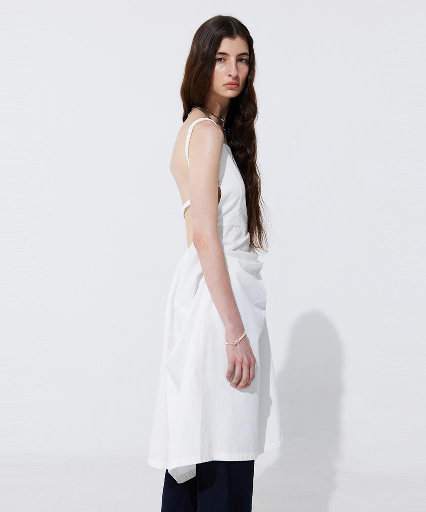 WNDERKAMMER Shirring Back Line Layered Dress_White