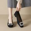 Coarse heel single shoes women's new spring and autumn black work rhinestone high heels