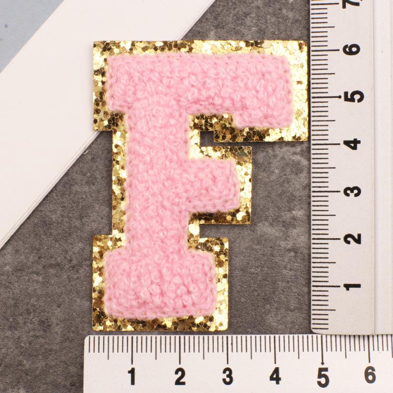 Alphabet 26 Letters Sequins Chenille For Clothing Bags Jacket Pink Sewing Decor Supplies
