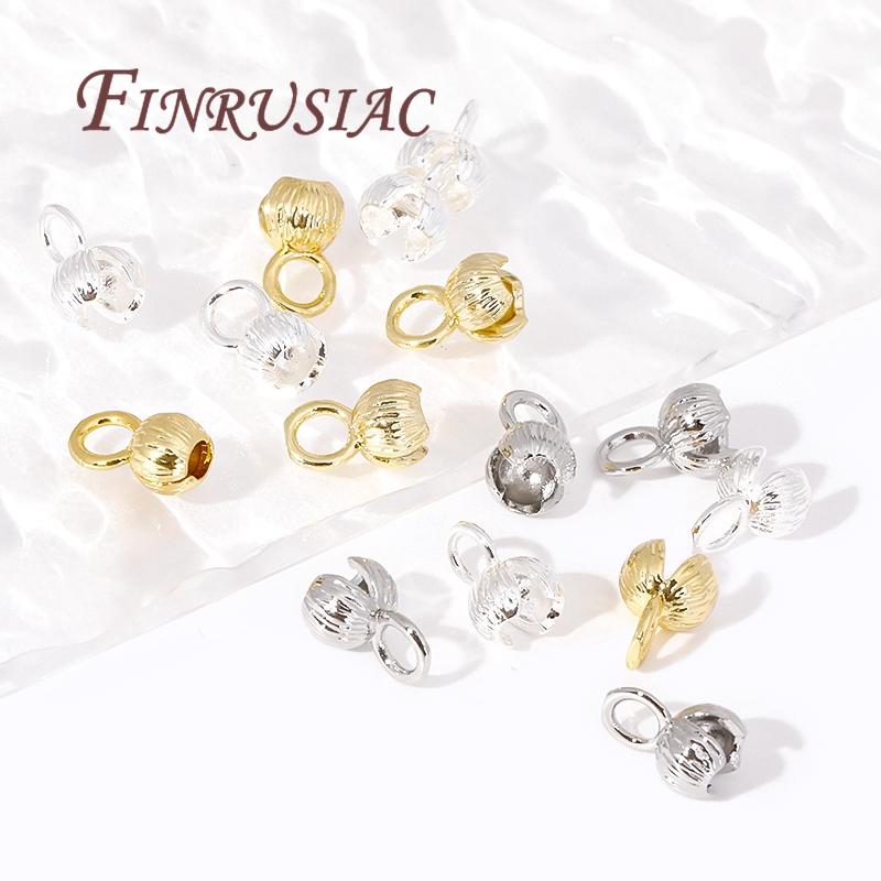 18K Gold Plated Cord Ends Clam Shell Bead Tip Ball Chain Connector,DIY Bracelet/Necklace Fittings,Crimp End Caps For Jewelry