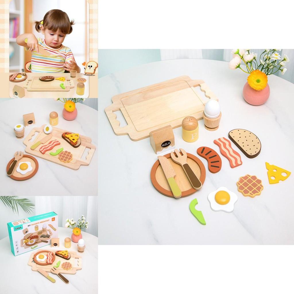 Wooden Role Play Breakfast Set For Kids With Imaginative Cooking And Cognitive Development