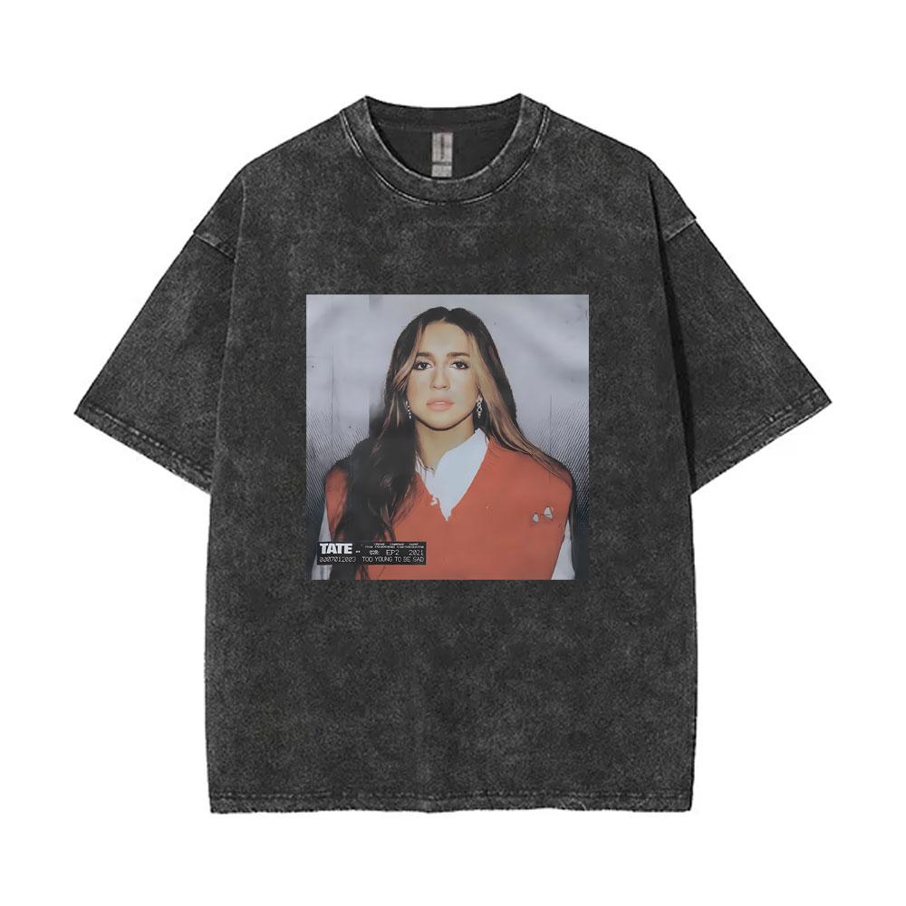 Washed Singer Tate Mcrae Album So Close To What Miss Possessive World Tour T Shirts Men Women Fashion Oversized Tshirts