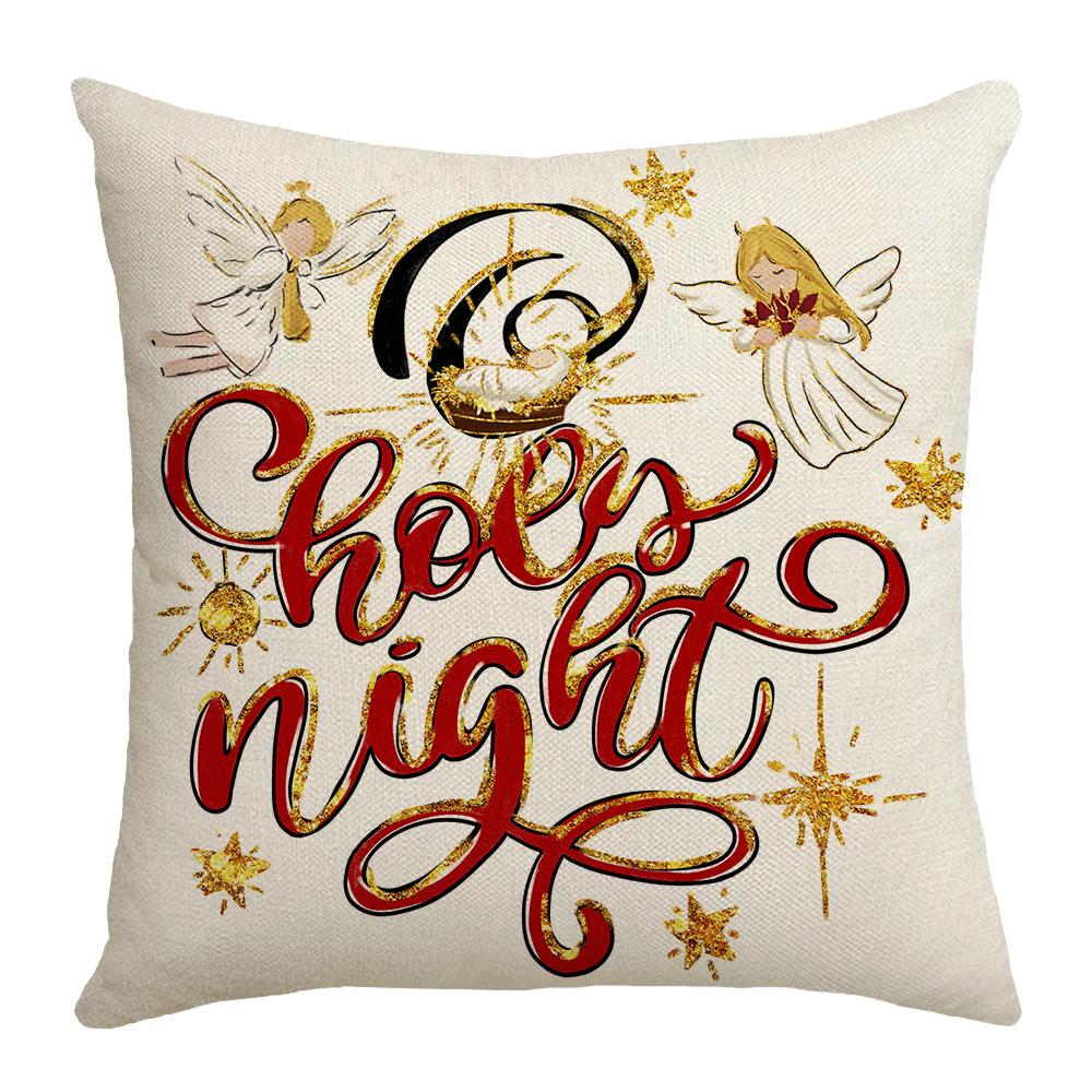 New Winter Linen Printed Pillow Case Christmas Holiday Sofa Decoration Home Pillow