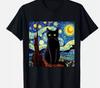 Art Funny Black Cat Painting Artist Van Gogh Starry Night T-Shirt