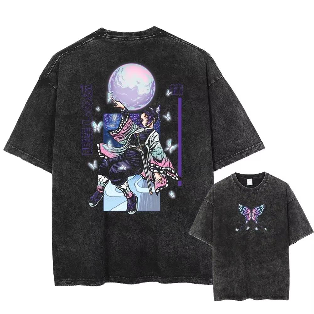 Demon Slayer Uzui Tengen Anime T Shirt Men  Women Cotton Vintage Washed Tshirt Oversized Harajuku Streetwear Tshirt Casual Tops