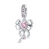 Copper Sparkling Pink Heart Zircon Bead Charms Swan Crown Dangle Charm Fit Original Bracelet Women Diy Jewelry Gift