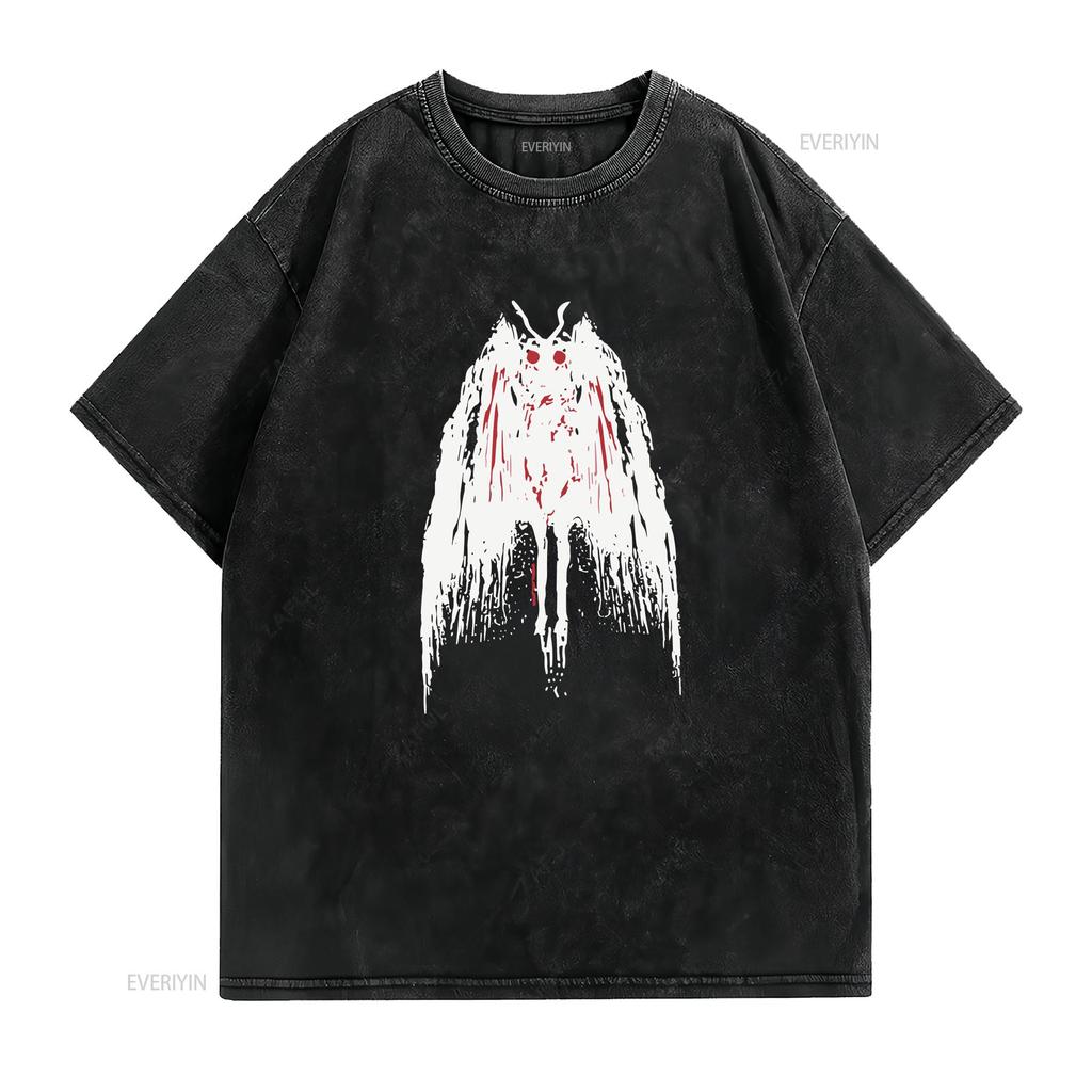White Mothunisex T Shirt Crew Neck Cotton Ideas Vintage Washed Streetwear Soft Casual Stylish Designer Clothes Vintage Washed