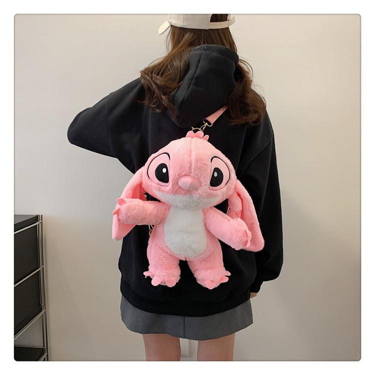 Stitch Cartoon Plush Crossbody Bag With Zipper Closure For Daily Wear