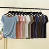 Modale T-shirts met korte mouwen en open rug voor dames, bootneck, off-shoulder T-shirt, effen kleur, losse basislaag top, plus size, eenvoudig ondershirt