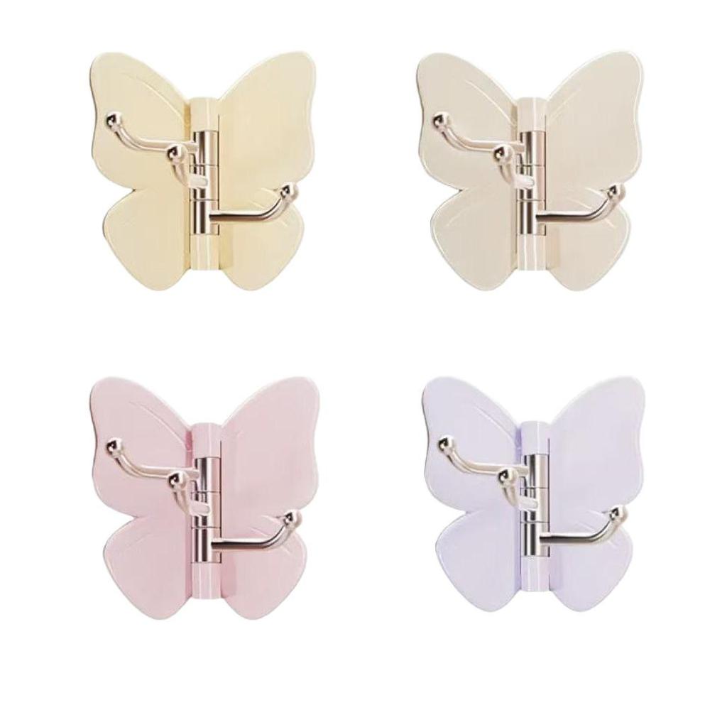 Rotatable Butterfly Wall Hook: Punch-Free, Adhesive, Dual-Use for Storage & Decoration, Multi-Scenario Three-Hook Hanger