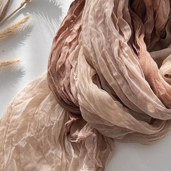Unisex Shawl Scarf Gradient Color Versatile Wrinkled Long Scarf Autumn Winter Wind-Proof Cold-Resistant Shawl