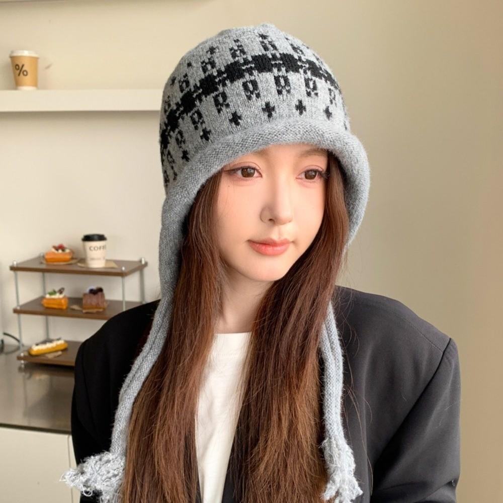 Tassel Tie Tassel Beanie Warm Knit Women Beanie New Knit Cap Autumn Winter Daily Wear