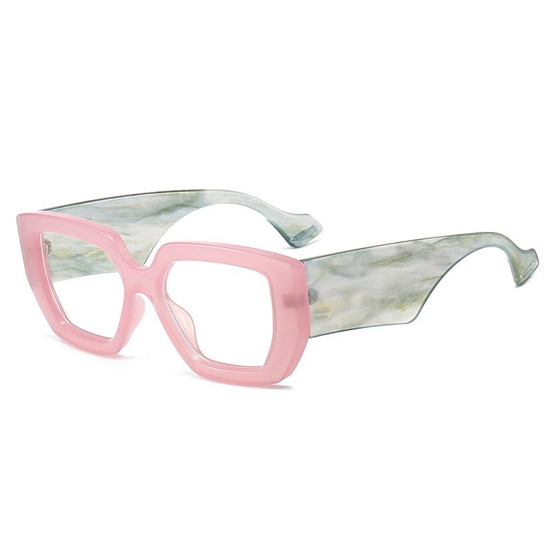 Trendige Oversized-Quadratbrille mit dickem Rahmen für Damen und Herren, Bunt, Breite Bügel, Brillen, Grün, Optisch, Transparente Gläser