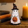 Halloween Heimdekoration Geisterfigur, Niedlich mit Hut und gruselige Dekoration Kürbisstatue, Harzornament für Regal Tischplatte Coole Muster