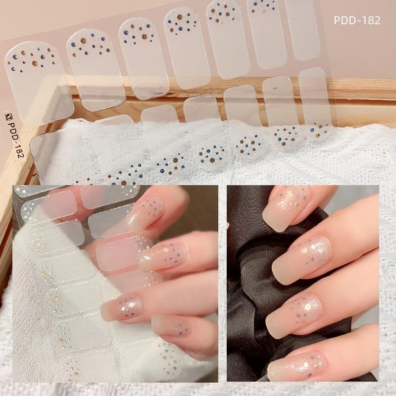 60 Styles DIY Semi Cured Gel Nail Stickers Long-Lasting Solid Color Fresh Flowers In Spring Nail Strips Patch Slider Full Cover Decal