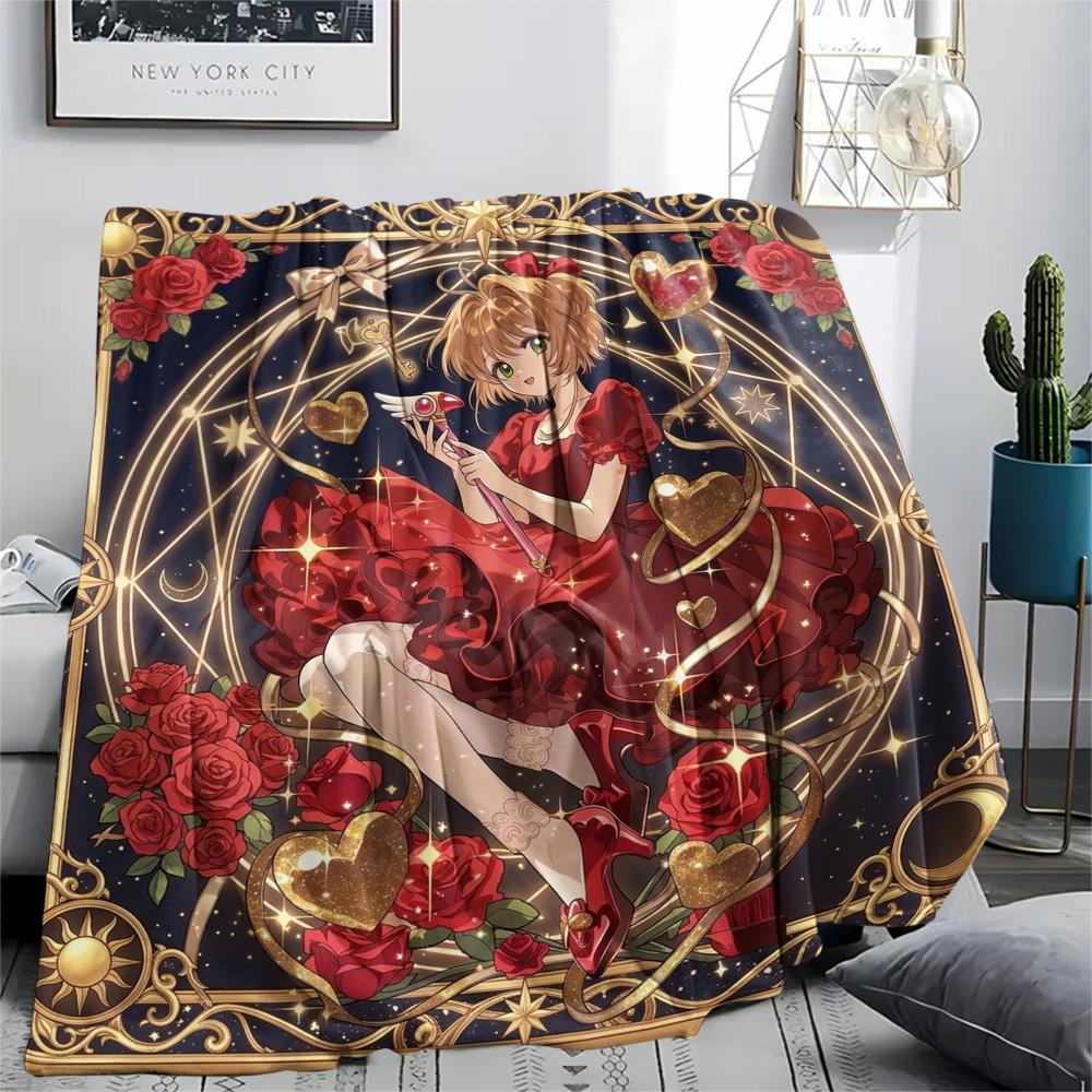 Cardcaptor Sakura Cozy Flannel Blanket Comfortable Warm Print for Travel Picnic Home Bedroom Sofa Bed.-TING