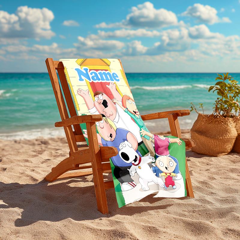 Personalized customized proof beach towel with Family Guy pattern - soft, absorbent, quick-drying, perfect swimming, camping&bathing