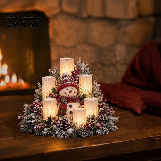 Addobbi per la Casa Moderna Centro Tavola Luminoso di Natale, Ornamento Atmosferico con Luce Calda, Decorazione Festiva USB Alimentata Artigianato in Plastica per