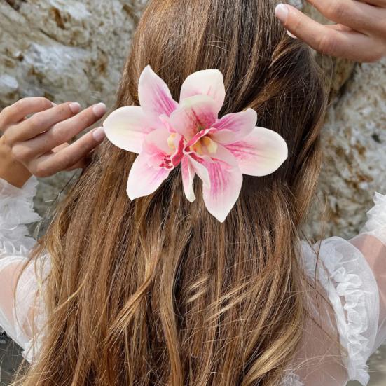 1/3Pcs Women Hairpin Secure Grip Realistic Orchid Design Hair Clip Non-Fading Decorative Hair