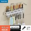 Stainless Steel Wall-Mounted Knife & Chopstick Holder - No-Punch Hanging Multi-functional Kitchen Rack