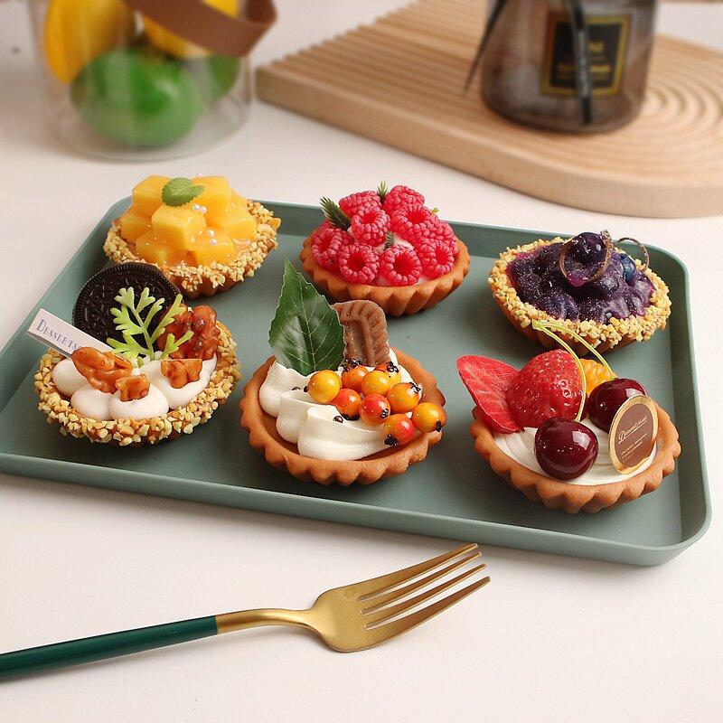 1Pcs Fake Fruit Pie Cake Tart Model Fun Fruit Tart Dessert Prop Simulation Food Cream Food Play Desserts Artificial Decorations