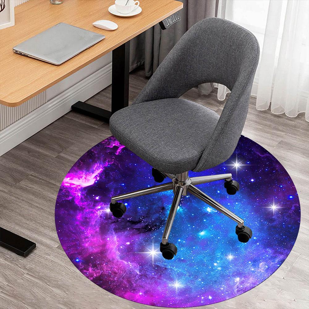 1pc Galaxy Nebula Round Chair mat Area Rug - Non-Slip, Floor Mat for Office, Bedroom, home decor Christmas Gift p0811144