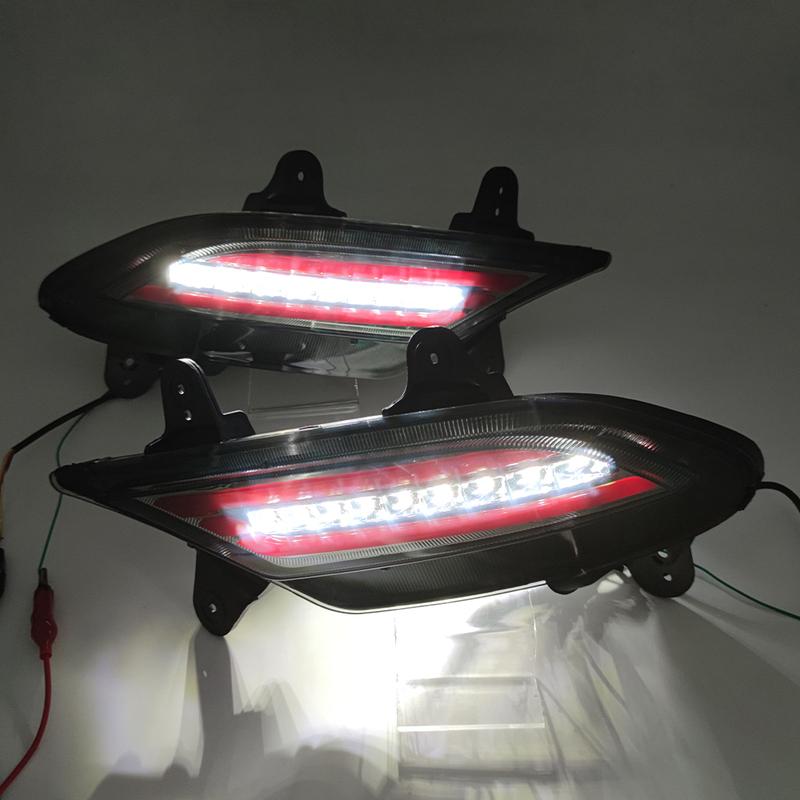 1 Pair Led Reflector Driving Lights For Hyundai Creta IX25 Brake Lights Rear Bumper Lamp Turning Signal Lamp