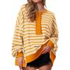 Color Block Long Sleeve Striped Button-Up Casual Sweater for Women - Autumn/Winter