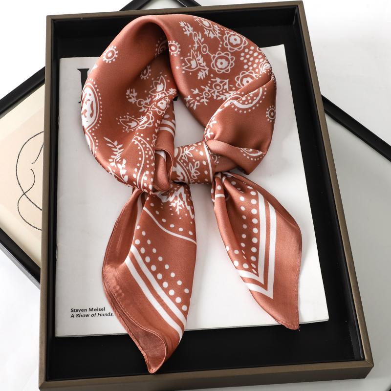 Fashion Print Silk Hairbands Scarf Women Spring New Elagant Floral Bandana Neck Kerchief Head Bands Foulard Female Scarfs