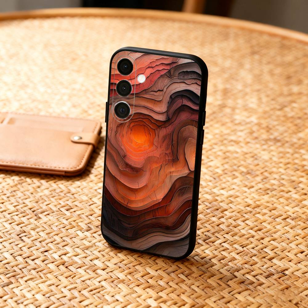 N-Natural W-Wood G-Grain Art Phone Case For Samsung A73,72,71,A52,51,40,41,A22,A32,31,A13, Soft Black Shell
