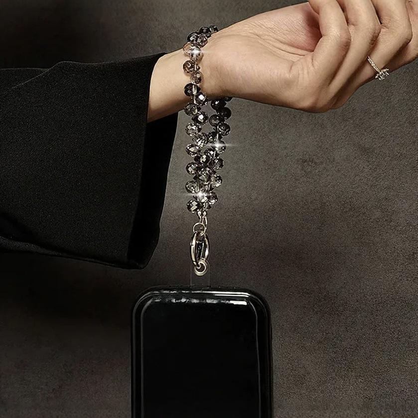 Blinkende Handy-Lanyard High-End Luxus Kurze Wassertropfen Hängekette Handgeperlte Armbandkette Handgehaltener Anhänger