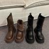 Retro Thick-heeled Thick-soled Martin Boots 2024 New British Style Thin and Foldable Height-increasing Short Boots